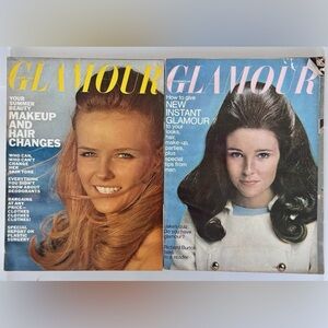 2 Vintage Glamour Magazines Lot June 1967 + Nov 1966 Fashion Beauty Ads